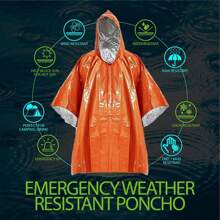 1 Stück Notfall Poncho, Mylar Raumdecke Camping Ausrüstung - behält 90% der Körperwärme Überlebenszubehör Überlebensausrüstung, Camping Bedarf Notfall Decke, wasserdichte Regenjacke, Pfeife, reflektierende Regenjacke