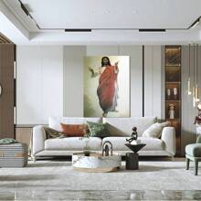 1 Pc African American Black Jesus Poster Picture Print Canvas Wall Art Home Child Room Decor Mural Poster Wooden Photo Frame, Ready To Hang, Canvas Print Painting Wall Art, Suitable For Home Corridor Bedroom Living Room Office Cafe Wall Decoration, Perfect Home Decoration Holiday Gift Decoration - 彩色 - 查看 3