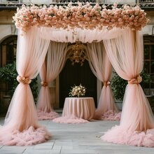 1 pieza, 8 metros de tela de organza transparente de color rosa pálido para decorar el arco de boda, tela de gasa transparente verde salvia para colgar en el techo, cortina traslúcida para decoración de bodas, compromisos, fiestas de cumpleaños, adecuada para Navidad, San Valentín, ceremonias de graduación y fiestas en general. Decoración de barandilla de escalera con red traslúcida. - Rosa Pálido - Ver 8
