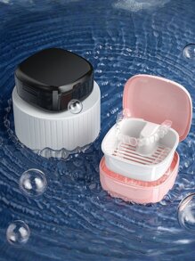 1pc Portable Denture And Invisible Braces Soak Box, Plastic, Retainer Cleaning Box, Orthodontic Mouthguard Container, Compact Storage For Dental Appliances, Professional Oral Care Storage Case (Braces Not Included) - Multicolor - View 12