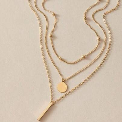 Dây chuyền mặt tròn 3 chiếc, thích hợp để đeo hàng ngày