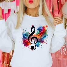 1/2/4 piezas de pegatinas transferibles de notas musicales vibrantes - Termoadhesivas DIY, calcomanías lavables para camisetas, sudaderas, almohadas, vaqueros y bolsas - Diseño abstracto colorido, salpicadura de acuarela, accesorios decorativos | Patrón musical | Transferencia lavable