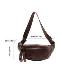 Women Vintage Tassel Minimalist Solid Color Crossbody Bag