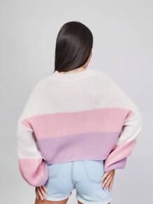 Striped Off-The-Shoulder Blouse Princess Sleeve Knit Warm Winter Fashion Blogger New2023 - White - View 2