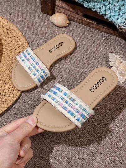 2024 年夏季新款女童编织休闲软底拖鞋