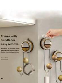 1/2pcs Suction Cup Hook, Wall Installation Without Punching, Metal Material, Strong Load-Bearing, Invisible Design, Easy To Install, Modern Style, Suitable For Bathroom, Home Decoration, Practical Hook Home Bathroom Decor Bathroom Organizer Summer