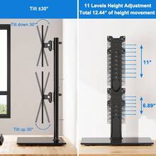 Soporte vertical para monitor doble, apila dos pantallas de computadora de hasta 32 pulgadas cada una, soporte de computadora para monitor de pie no empotrado, soporte para monitor con - Negro - Ver 5