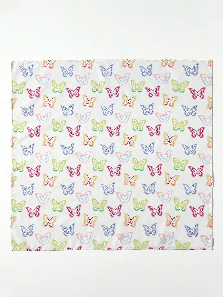 1pc Women's Elegant Butterfly Print Beach/Holiday Scarf, Fashionable Accessory For Casual Weekends - Ideal For Females - Multicolor - View 1