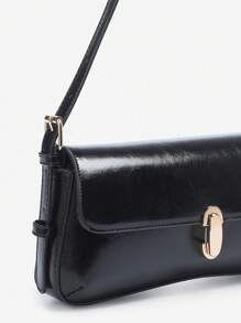 Women's Vintage Angora Red Faux Leather Lock Decor Angora Red Shoulder Underarm Flap Baguette Bag, Suitable For Dates, Outings, Parties