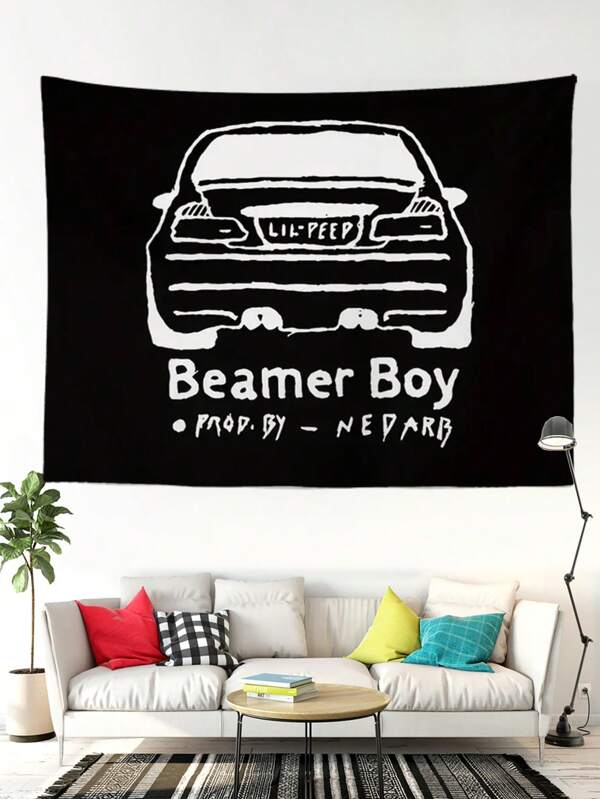 1 Stück Musikthemen-Beamer-Junge Wandbehang, Polyester Cartoon Auto Muster Wandbehang, geeignet für Universitätsschlafsäle, Schlafzimmer, Wohnzimmer, Heimdekoration, Innen- und Außendekorationen, Wandteppich, ideales Urlaubsgeschenk