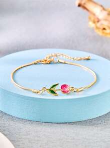1 pieza Brazalete elegante con tulipán esmaltado