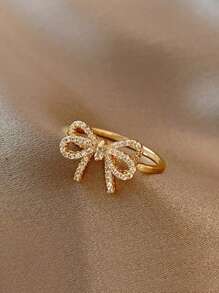 1pc Fashionable Personalized Sweet Creative Design Bowknot Open Ring