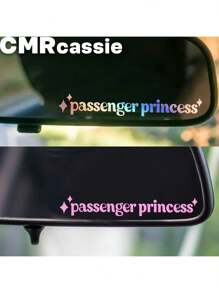 1pc Passenger Princess Car Mirror Sticker, Mirror Car Decal, Rearview Mirror Sticker, Girlfriend Truck Decal, Vehicle Accessories, Passenger Princess Humor - Pink - View 3
