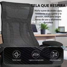 Silla Ergonómica de Oficina Escritorio Ejecutiva Premium, Altura Ajustable con Respaldo de Malla Transpirable, Reposabrazos Abatibles y Asiento Cómodo, OUO TW208 - Plateado - Ver 9