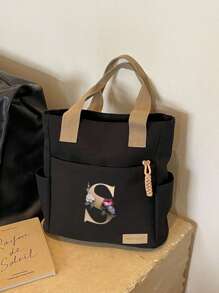 Multi-Pocket Canvas Backpack, Shoulder Bag, Handbag For College Students - Black - View 6