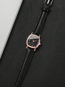 5 件套女士优雅方形表盘小手表和皮带组合，经典石英表，不含手表盒 - 彩色 - 查看 11