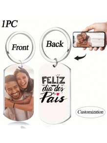 1pc Customized Key Chain With Photo/Text/Dog Tag, Stainless Steel Key Chain, Suitable For Family, Men, Women, Boyfriend, Girlfriend Gift, Father's Day, Mother's Day Gift