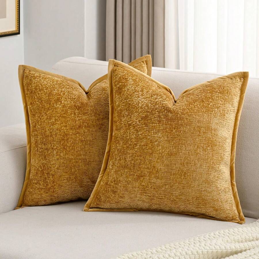 1pc Chenille Throw Pillow Cover, Modern Style Velvet Pillowcase Suitable For Living Room And Household Use