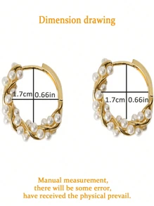 1 Pair Delicate Minimalist Pearl Hoop Earrings, Great Gift For Girlfriend - Gold - View 4