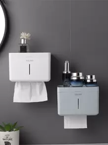 1 件无孔壁挂式纸巾盒，北欧风格多功能纸巾收纳盒，浴室卷纸机，杂物收纳架浴室装饰秋季装饰 - 白色 - 查看 2