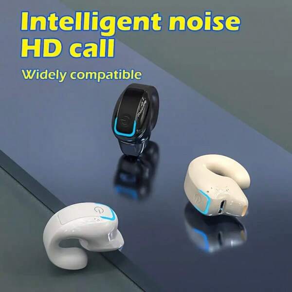 [Superventas de influencers deportivos] Auricular Bluetooth de clip único, no invasivo, gancho de oreja de silicona, no se caerá, uso cómodo e invisible, esencial para entusiastas del deporte, compatible con Android e iOS, baja latencia para juegos, adecuado para fitness, ciclismo, viajes, negro/blanco/beige