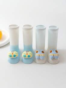 2 双新生儿袜子，轻便夏季，可爱卡通设计，防滑，宽松袖口，适合 0-12 个月婴儿 - 彩色 - 查看 17