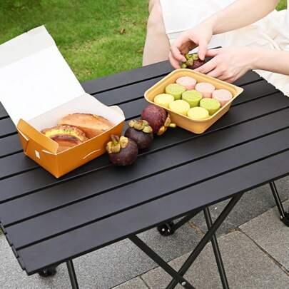 1 ST Utomhus fällbart bord kolstål V-ben hopfällbart bord Picknickbord Stol Bärbar Camping Chicken Rolls Bord Kolstål Chicken Rolls Bord