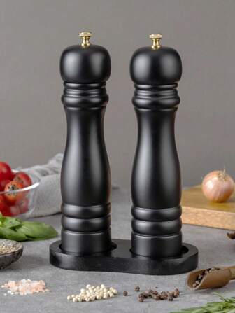 6inch Wooden Black Pepper Grinder, Manual Pepper Mill, Spice Grinder For Peppercorn, Flakes, Coarse Sea Salt, Ceramic Core, Kitchen Accessories