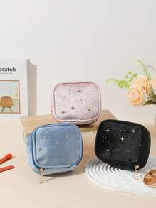 1pc Simple Star-Shaped Cosmetic Bag, Portable Multifunctional Coin Pouch, Women's Accessory Organizer Makeup Travel Toiletry Organizer Essentials Gifts Storage Zipper Accessories Nail