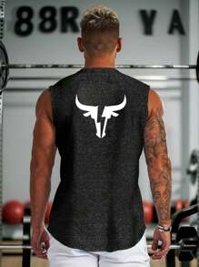 VitaFith New Bull Print Workout Men's Lightweight Fitness Gym Training Tank Top For Outdoor Sports