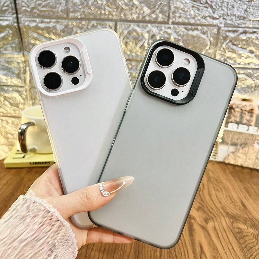 Funda de teléfono antideslizante mate transparente/negra compatible con 15 Pro Max/16/14/13/12/X/16 Pro, de marco grande de textura mate minimalista y nueva, suave