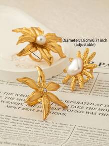 3 Pcs Golden Color Chunky Flower Rings Set For Women Spring Floral Ring Summer Boho Jewelry