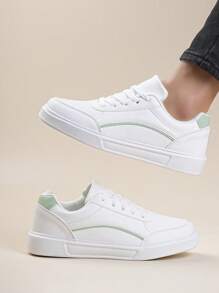 Fashionable Breathable Lightweight Soft Low-Top Versatile Casual Sports Shoes For Women - White Green - View 5