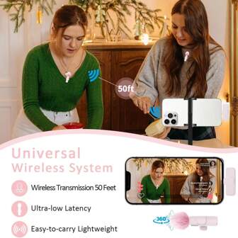 Micrófono inalámbrico de solapa para smartphone, micrófono inalámbrico de conexión directa para grabación de video/audio, micrófono de solapa para entrevistas/vlogs/enseñanza