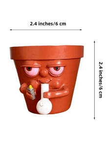 1 pièce Pot à fleurs fumant potté Pot de fleurs fumant amusant Pot de plante avec un visage fumant Pot de succulente miniature en résine amusant Convient pour la décoration de bureau, maison, cuisine et jardin