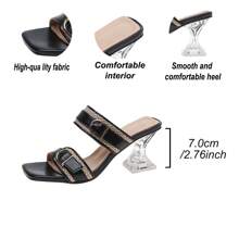 女士时尚高跟凉鞋，百搭正装鞋，适合派对和户外，春夏季 - 黑色 - 查看 6