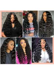 250% Density 4X4 Deep Wavy Wigs With Tiny Knots 100% Brazlilian Virgin Human Hair #1B Wave Lace Frontal Wigs Natural Color Glueless Pre Cut Wigs Pre Plucked With Baby Hair HD Transparent Lace Front Wigs For Women Long 40inch - Natural Black - View 12