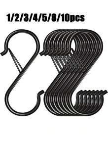 1PC/5PCS/10PCS S Hooks For Hanging,Heavy Duty S Hooks With Buckle S Shaped Hooks Kitchen Pot Rack Hooks Closet Hooks For Hanging Plants,Clothes,Kitchen Utensil, Pots And Pans