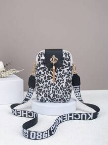 New Leopard Print Casual Fashion Tassel Letter Strap Decorated Cross-Body Purse Shoulder Bag