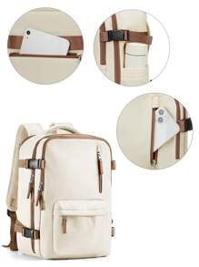 大容量防水尼龙旅行背包，适合徒步旅行、露营、户外活动、装笔记本电脑，是送给妈妈、爸爸、女儿、朋友的理想礼物，也是新年、情人节和旅行的完美之选。 - 米色 - 查看 8