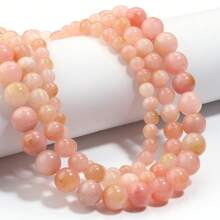 1 pièce Perles rondes en opale rose optimiste de 6/8/10 mm, perles de pierre naturelle
