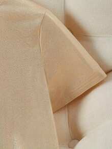 法式优雅时尚美人鱼婚礼季圆领闪亮字母印花短袖T恤 - 金色 - 查看 4