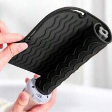 1 pieza Alfombrilla de silicona y estuche de viaje para herramientas de peinado, alfombrilla de silicona portátil resistente al calor para plancha del cabello, rizador, almohadilla aislante antideslizante y resistente al calor para herramientas de peinado, para viajes
