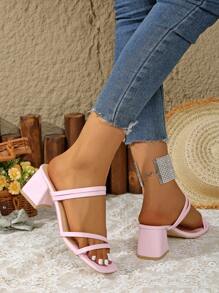 Nieuw ontwerp dames outdoor mode witte sandalen met dikke hak, zwarte sandalen met hoge hak