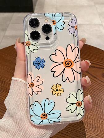 1 件扁平彩色花朵图案靠垫保护壳，适用于 16PROMAX、11、12、13PROMAX、14PROMAX、15