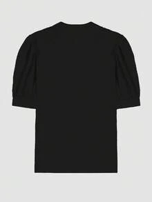 Summer Casual Solid Color Loose Puff Sleeve Shirt