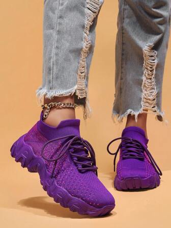 2025 Spring Fashion Women's Platform Sneakers, Chunky Sole Casual Lace-Up Sports Shoes