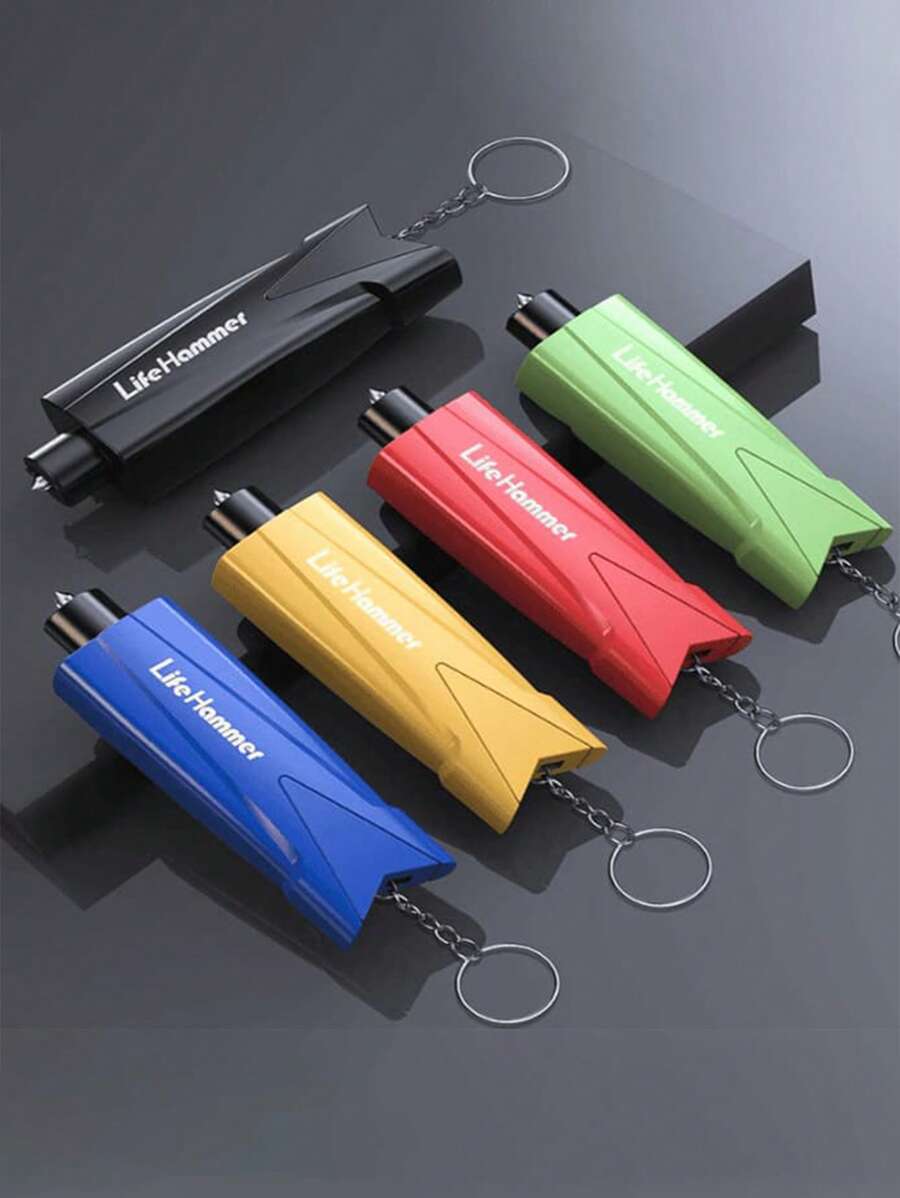 1PC Safety Hammer Car Window Breaker Seat Belt Cutter Two-In-One Window Breaker Car Life-Saving Broken Glass Escape Device Car Multi-Function Emergency Device Tool With For Land And Underwater Lightweight Car Keychain Bag Charms Essential Keychain For Outdoor Workers - Multicolor - View 1