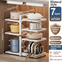 One Pot Rack, Expandable Pot Storage Rack, Large Capacity Pot Lid Storage Rack, Used For Storing Pot Lids, Pots, Enamel Pots And Cutting Boards, Kitchen Supplies, Kitchen Organizers And Storage