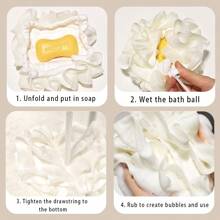 2-en-1 Pochette de savon de bain et boule de douche, Fleur de bain, Éponges de douche moelleuses multicolores, Maintient le savon de barre - Boule de douche exfoliante en maille pour le gel douche et une peau lisse. Décoration de salle de bain à la maison, décoration d'automne, retour à l'école